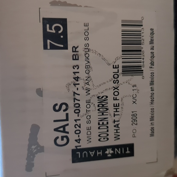 TIN HAUL "Golden Horns" cowgirl western boots square toe "what the fox" sole 7.5 - Picture 15 of 16